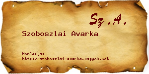 Szoboszlai Avarka névjegykártya